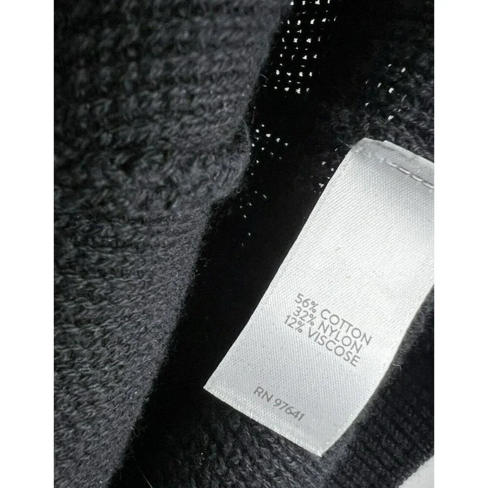J. Jill Womens Sweater Tunic 2X Plus Solid Black Knit Long Sleeve Faux Fur Cuffs